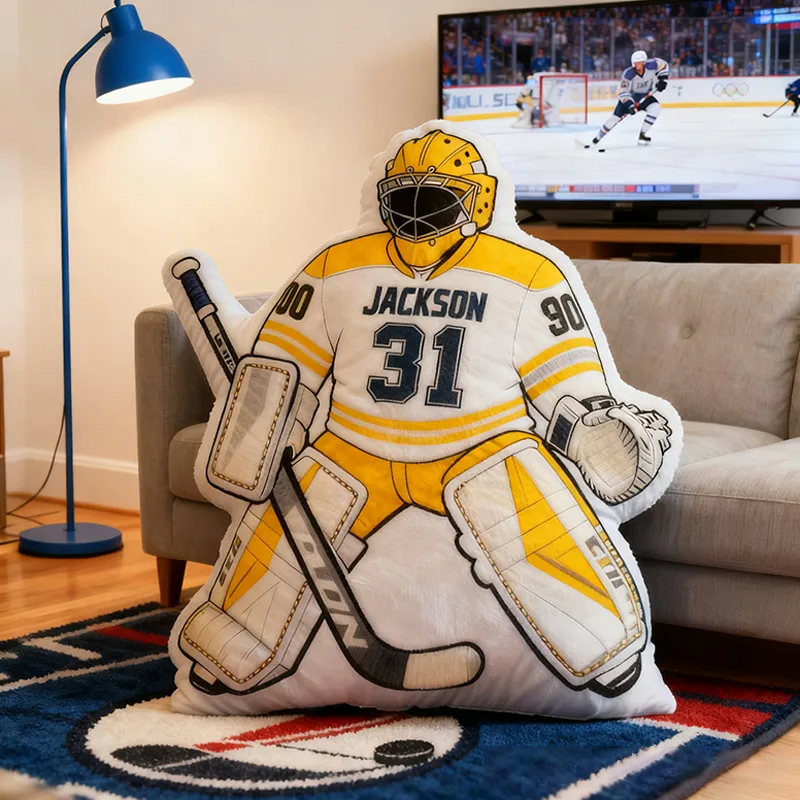 Personalized Ice Hockey Goalie-Shaped Pillow with Custom Name and Number for Ice Hockey Fans