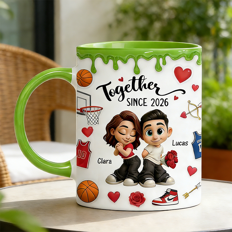 Personalized Couple’s Basketball Mug "Together Since" with Custom Names Design Gift for Anniversaries Valentine’s Day