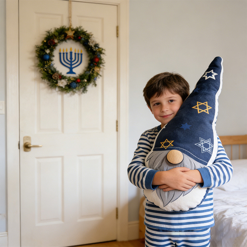 Personalized Cute Hanukkah Gnome Pillow with Custom Name Religious Home Decor Star of David Pillow Happy Hanukkah Gift for Jewish Family