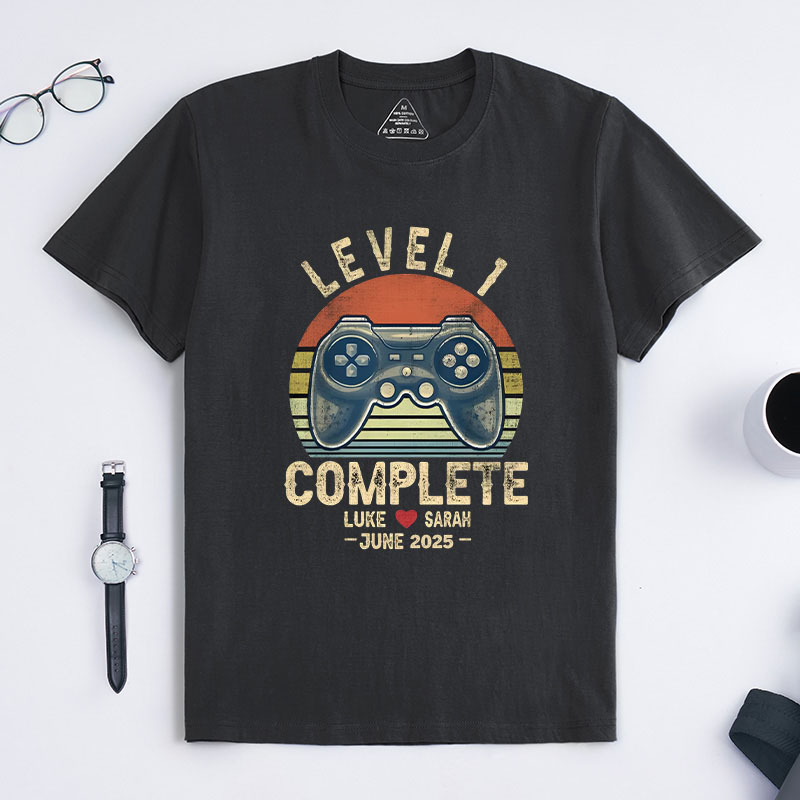 Personalized 1st Wedding Anniversary Gift for Husband Wife Gamer Husband Gift Retro Video Game Shirt Geeky Couple Gift