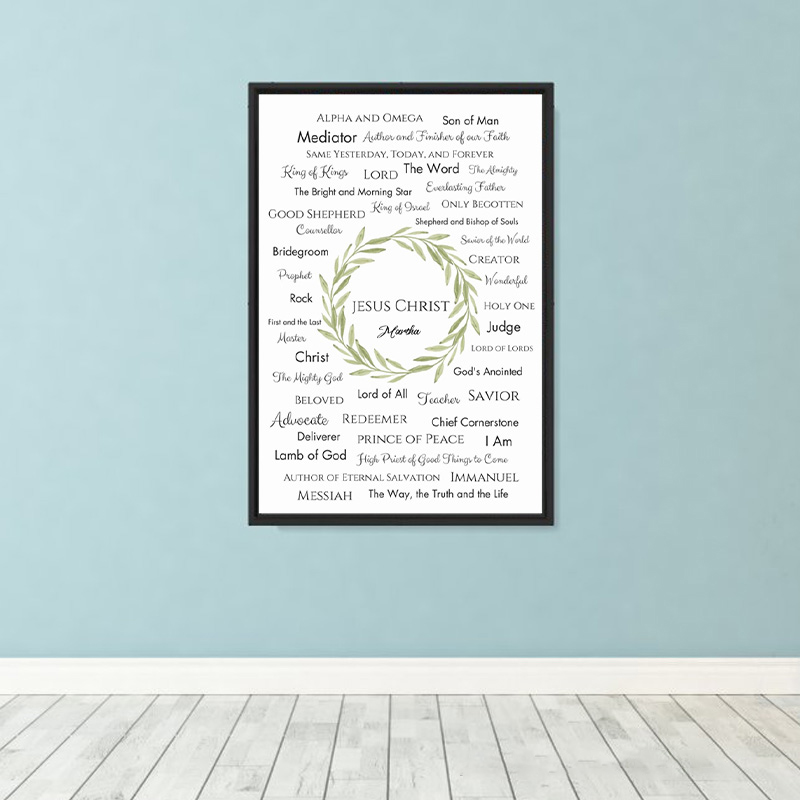 Personalized Jesus Christ Bible Names of God Frameless Poster with Custom Name Names of Jesus Wall Decor Religious Gift for Christians