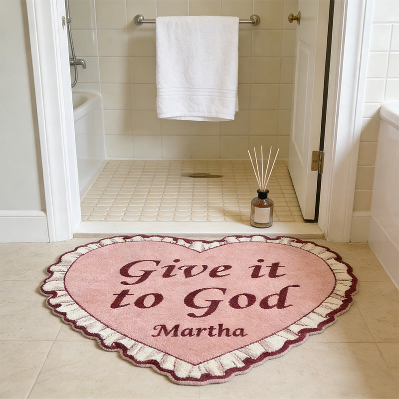Personalize Give it to God Christian Rug with Custom Name Vintage Heart Rug Valentine Galentine Gift Trust in the Lord with all your Heart Bible Gift