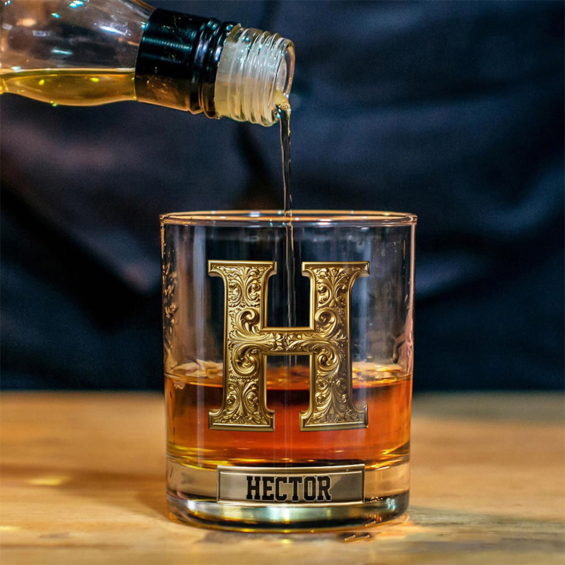 Personalized Strong Warrior Whiskey and Glass Set with Custom Initial and Name Drink Set for Family Christian Knight with Cross Whiskey Decanter Set