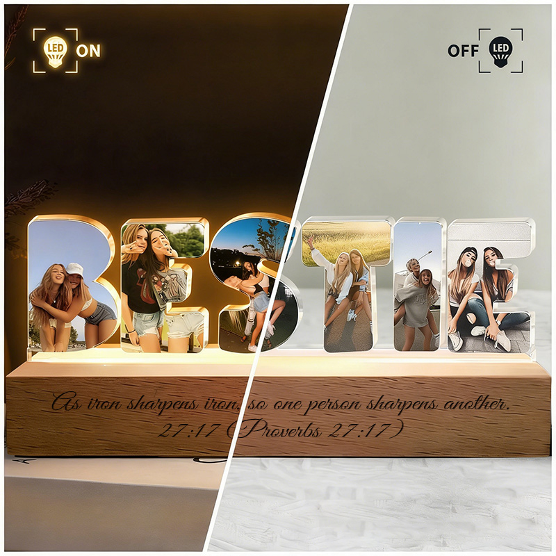 Personalized Couple Photo Fairh Jesus Bless Collage Night Light Custom LED Night Lamp from Your Own Picture Religious Gift Valentine's Day Gift