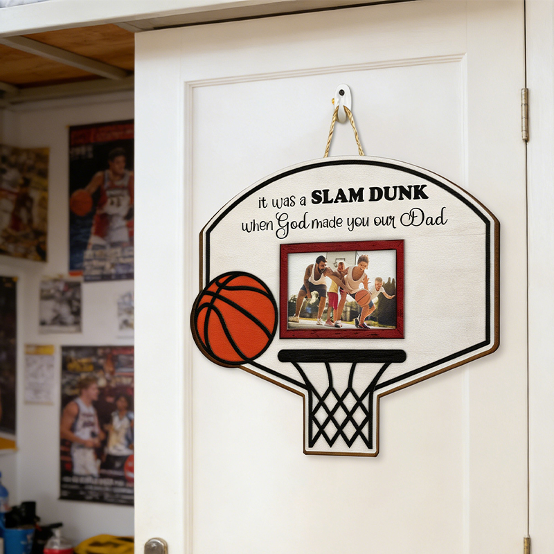 Personalized Basketball Hoop Photo Frame Wall Hanging  for Dad