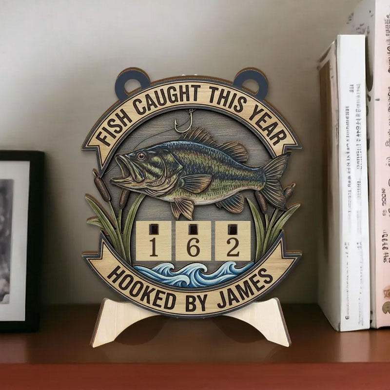 Personalized Fish-Caught This Year Sign Custom Wooden Fishing Tally Counter Sign Fishing Tracker Sign Gift for Fishing Lover