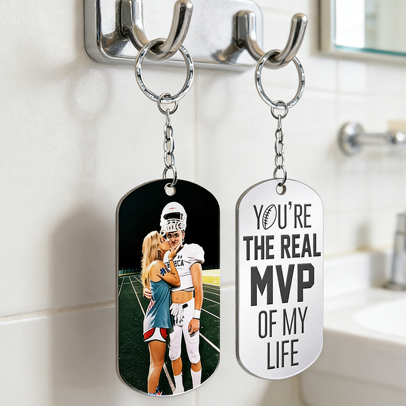 Personalized "You're the Real MVP" Football Keychain for Couples or Sports Fans Valentine's Day Gift 