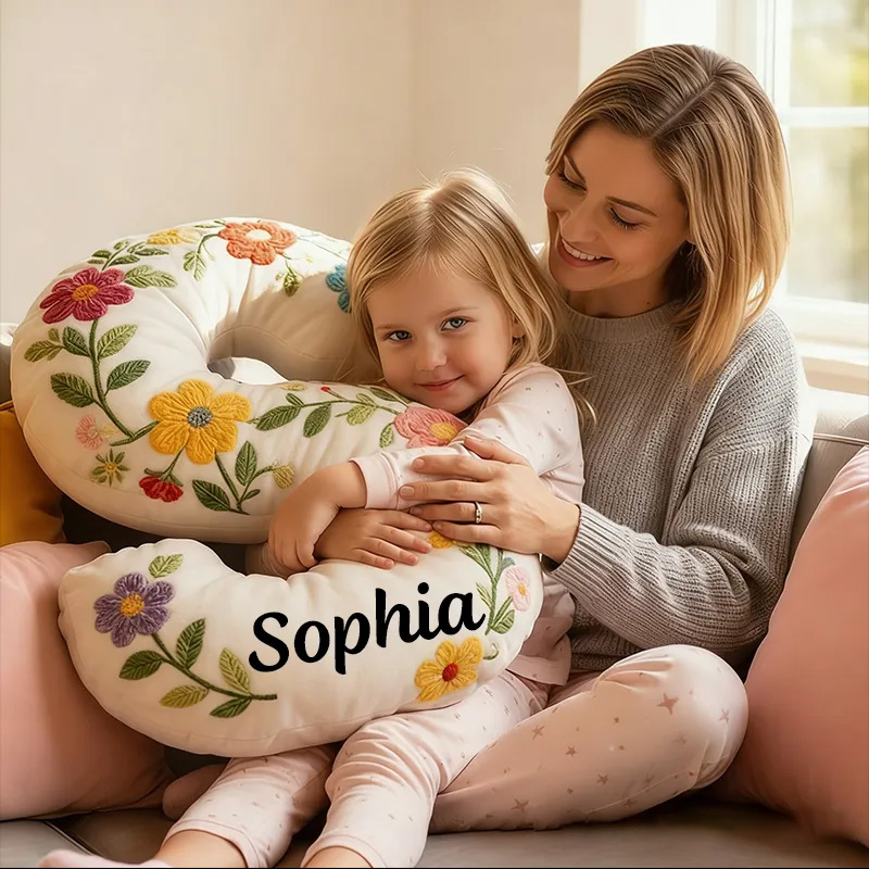 Personalized Letter Pillow with Name Graphic 3D Print Floral Design Custom Double Sided Pillow Gift for Kids Gardening Lovers Gift