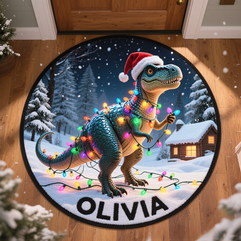 Personalized Dinosaur with Name Soft Rug Christmas Gift for Kids Rug Birthday Gifts for Kid