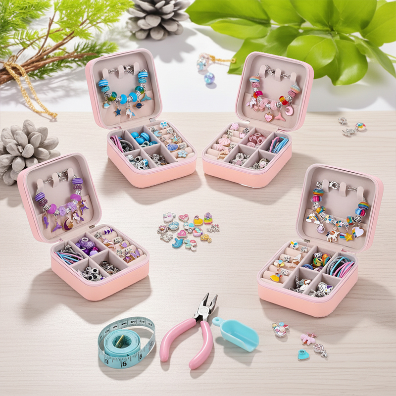 Personalized Jewelry DIY Kit for Kids Custom Name Jewelry Box,Bracelet and Necklace Making Set Bracelet Making Kit for Girls 68 Pcs DIY Jewelry Set