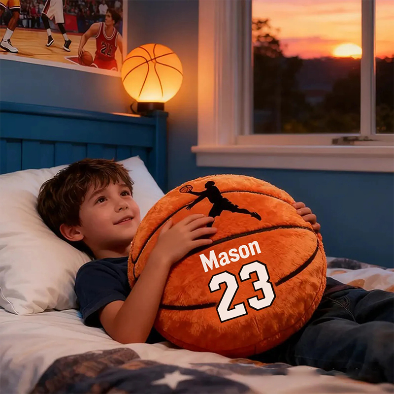 Personalized Basketball Pillow with Custom Name and Jersey Number for Kids and Sports Fans