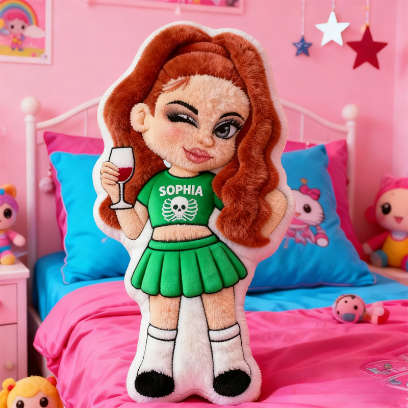Personalized Y2K Style Cartoon Character with Name Graphic 3D Print Pillow Christmas Gift for Kids Birthday Gift
