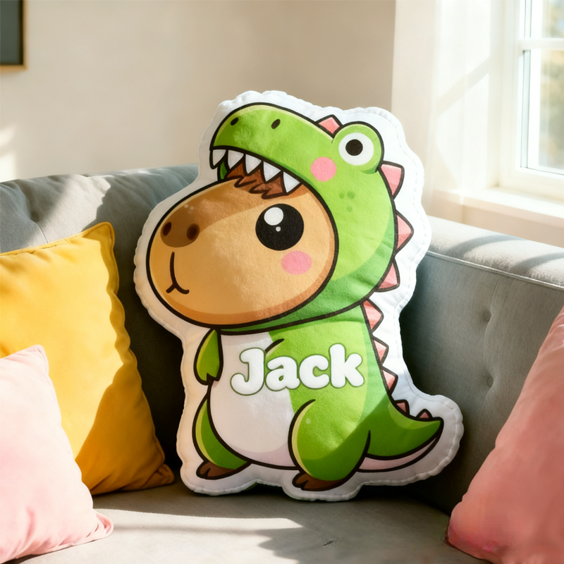 Personalized Cute Kapibala Capybara Initial Name Pillow Christmas Gift for Kids 