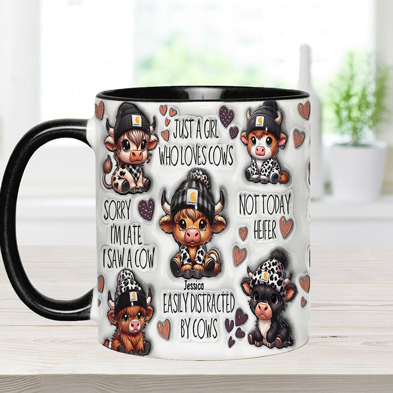 Personalized Just A Girl Who Loves Highland Cows Accent Mug