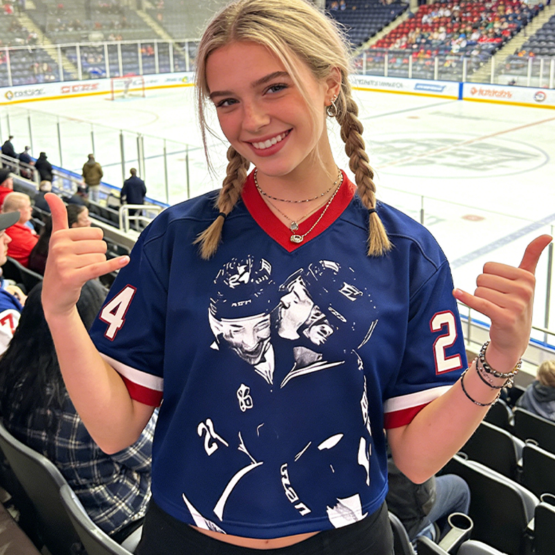 Personalized Women's Hockey Crop Jersey with Stylish Player Image and Custom Details