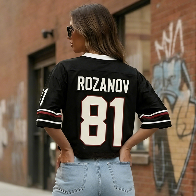 Personalized Hockey Fan Crop Jersey with Customizable Name & Number for Game Day 