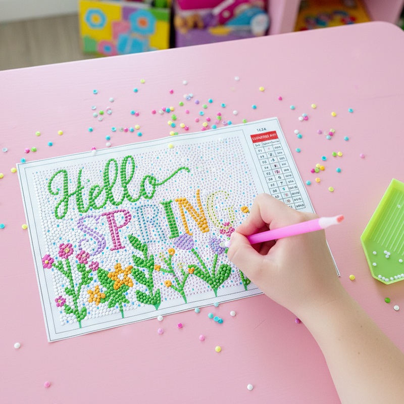 Personalized Easter Diamond Art Kit for Kids DIY Craft Set with Frame and Sparkling Gems Perfect Gift for Kids