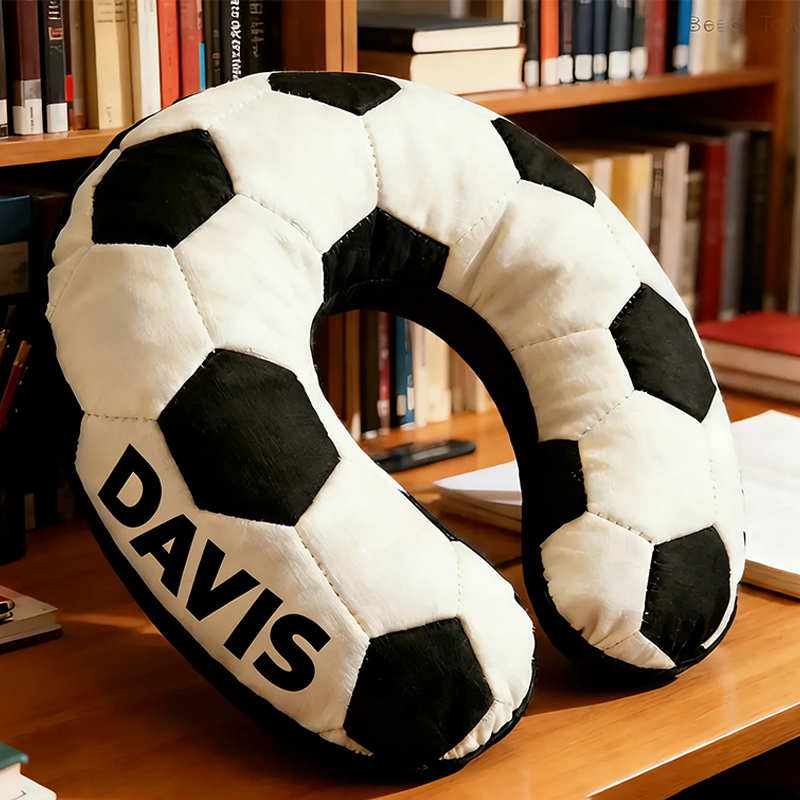 Personalized Soccer U-Shaped Pillow with Custom Name for Soccer Fans