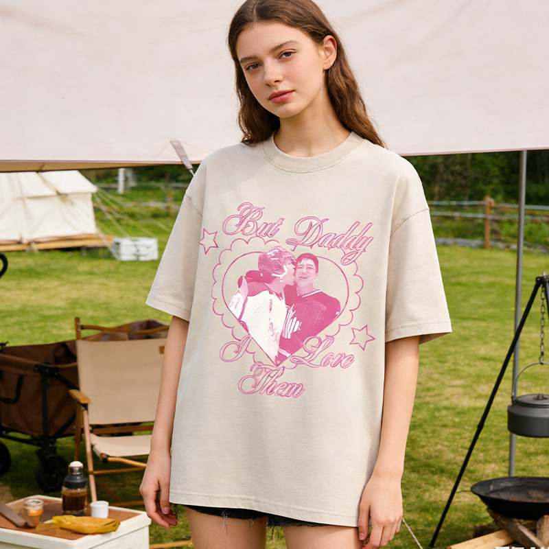 Personalized "But Daddy I Love Them" Hockey Washed T-Shirt HR Theme Retro Hockey Couple Washed T-Shirt for Hockey Fans