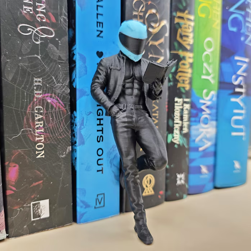 Reading Biker Customizable Helmet Color Decoration for Bookshelf