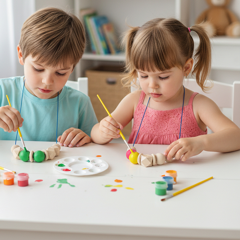 Personalized DIY Wooden Necklace Painting Kit for Kids Custom Name Necklace for Children Creative Craft for Ages 3+ Princess Jewelry DIY Craft