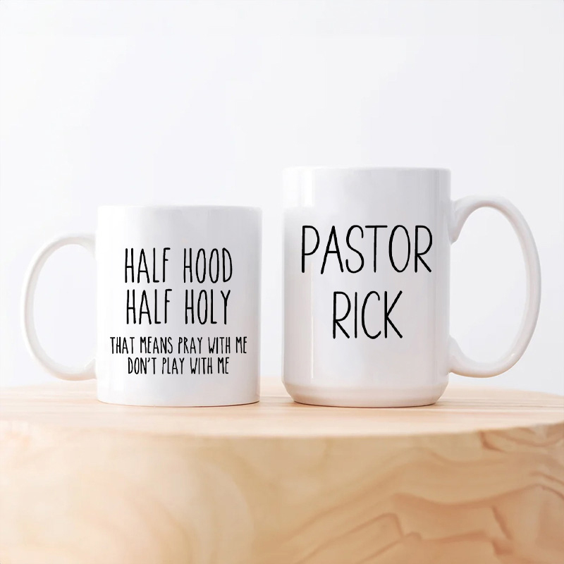 Personalized Half Hood Half Holy Ceramic Mug with Name Custom Coffee Cup Scripture Mug Bible Verse Mug Jesus Gift Funny Christian Gift Religious Gift 