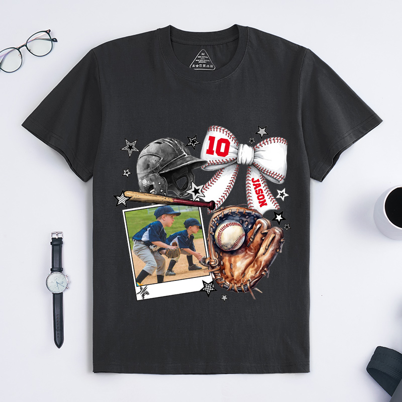 Personalized Baseball Photo T-Shirt Baseball Mom Shirt Custom Name Number and Photo Gift for Baseball Mom