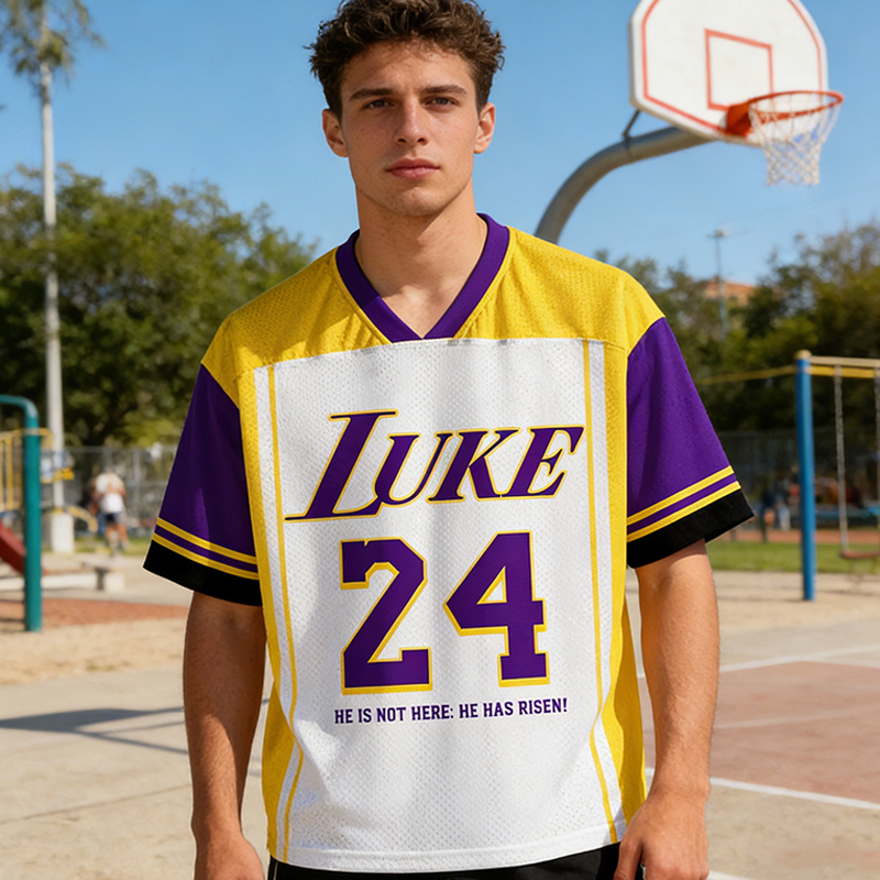 Personalized Faith-Infused Basketball Mesh Jersey Custom Name & Number "He Is Rizzin'" Design for Religious Athletes