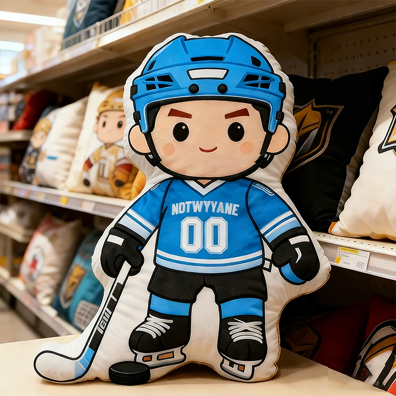 Personalized Ice Hockey Player Pillow with Custom Name and Number Perfect for Fans of All Ages