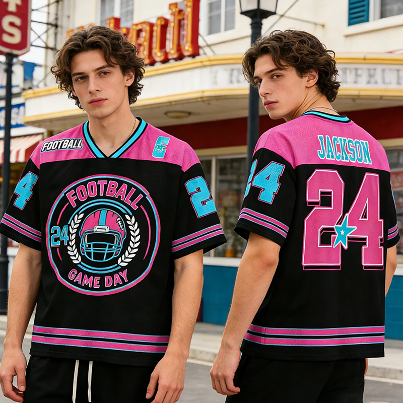 Personalized Bold Color Block Football Game Day Mesh Jersey Custom Name and Number for Football Lovers