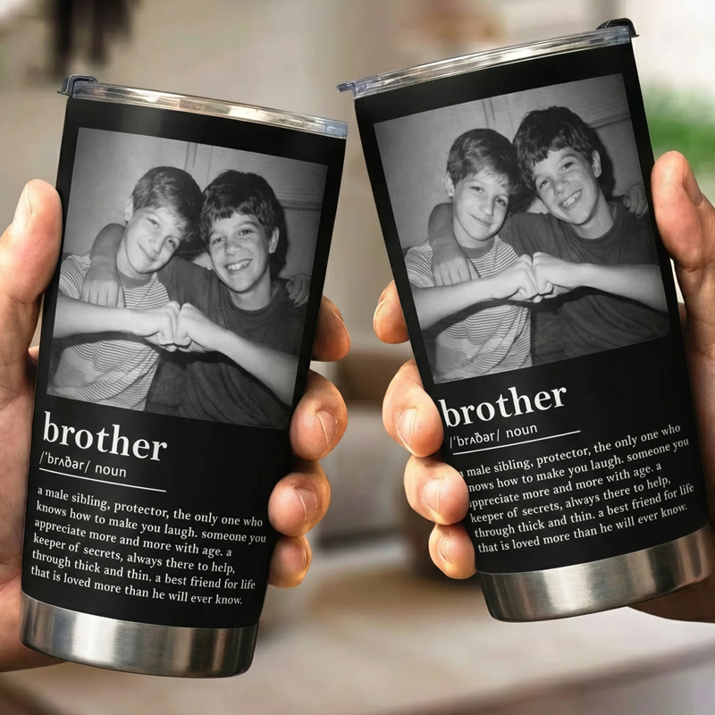 Personalized Vintage Photo Forever Brothers Photo Tumbler Cup Brother Gifts