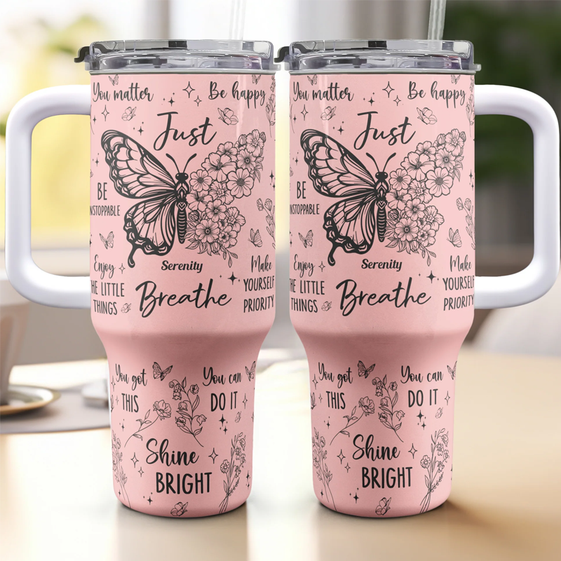 Personalized 40oz Tumbler with Straw Make Your Own Affirmation Tumbler