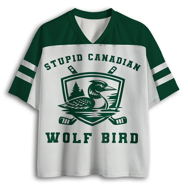 Personalized "Stupid Canadian Wolf Bird" Loon Hockey Mesh Jersey Custom Name and Number for Canada & Hockey Fans