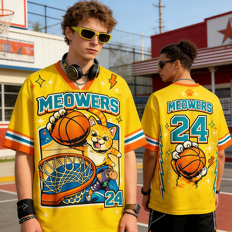 Personalized Funny Cat Basketball Mesh Jersey Custom Name and Number for Pet & Sports Fans