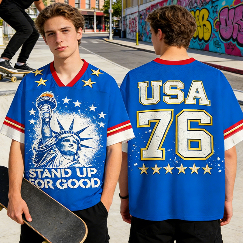 Personalized "Stand Up For Good" USA Liberty Mesh Jersey Patriotic American Sports Shirt  for 4th of July & American Pride Fans