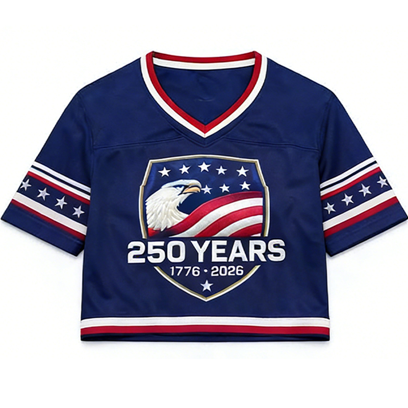 Personalized US 250th Anniversary Women's Crop Jersey Custom Name & Number Patriotic Eagle Shirt for Patriotic Events