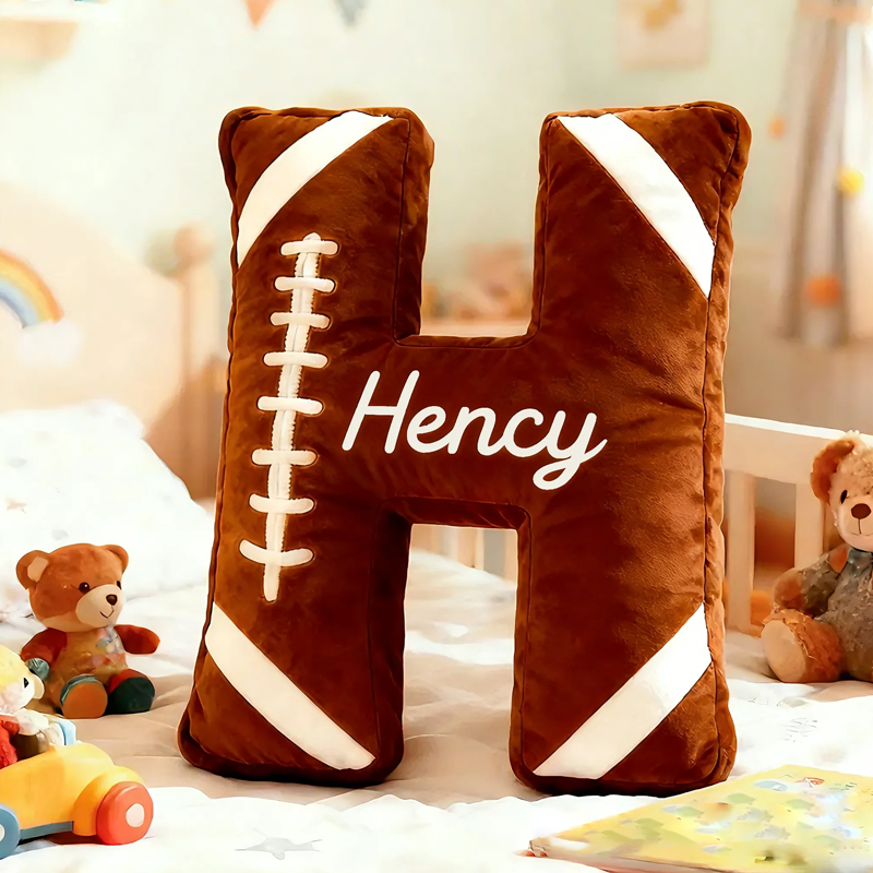 Personalized Football Letter Pillow with Custom Name for Kids or Sports Fans