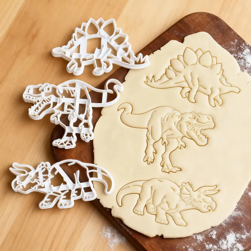Cartoon Dinosaur Children Biscuit Mold Tyrannosaurus Rex Stegosaurus Triceratops Embossed Cookie Cutter