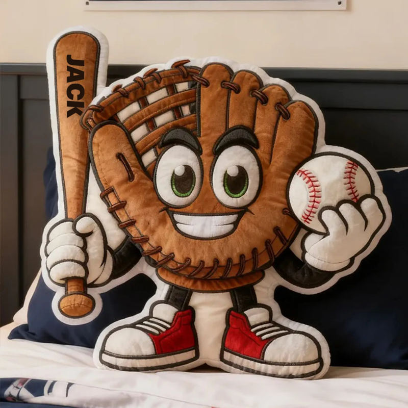 Personalized Baseball Glove Pillow with Custom Name Fun Gift for Baseball Fans