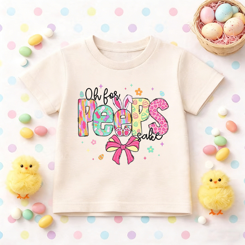 Personalized Cute Bunny Ears Florals Custom Name Easter Celebration Spring Outfit Kid T-shirt