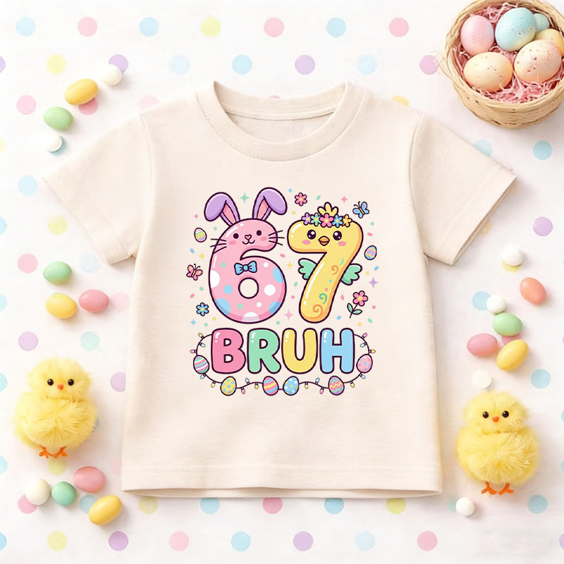 Personalized Cute Easter Egg Pattern Custom Number Name Spring Celebration Outfit Kid T-shirt