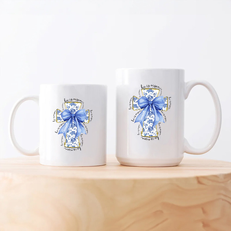 Personalized He Is Risen Bible Verse Jesus Ceramic Mug with Name Christmas Gift for Christians Birthday Gift for Christians