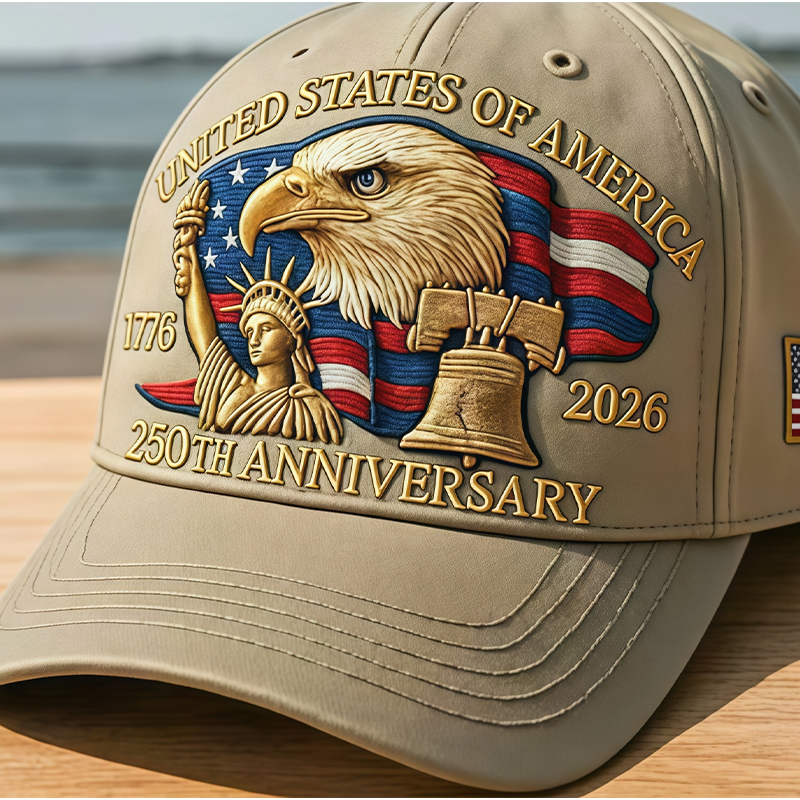 Personalized USA 250th Anniversary Patriotic Baseball Cap | 1776-2026 American Pride Hat with Bald Eagle, Statue of Liberty & Liberty Bell