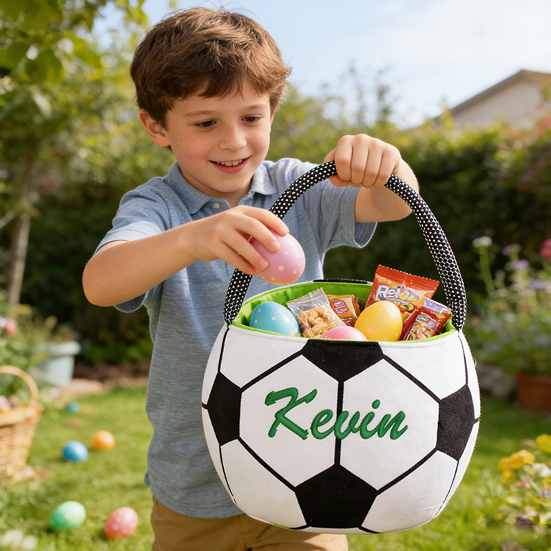 Personalized Soccer Easter Basket with Custom Name for Kids and Sports Fans Easter Gift