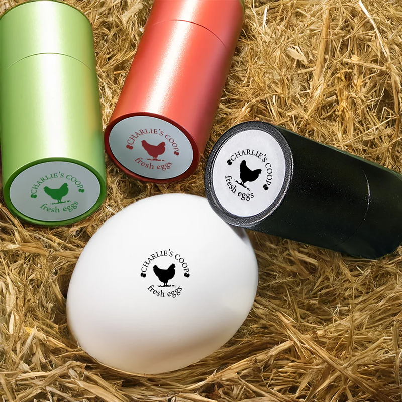 Personalized Hen Silhouette Egg Safe Egg Stamp Carton Stamp with Food Grade Ink Text and Box Birthday Gift for Farmer Breeder