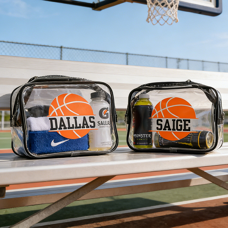 Personalized Clear Basketball Snack Bag with Custom Name for Team Members, Game Day, and Travel