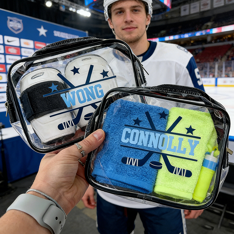 Personalized Ice Hockey Clear Snack Bag with Custom Name for Game Day Essentials and Travel