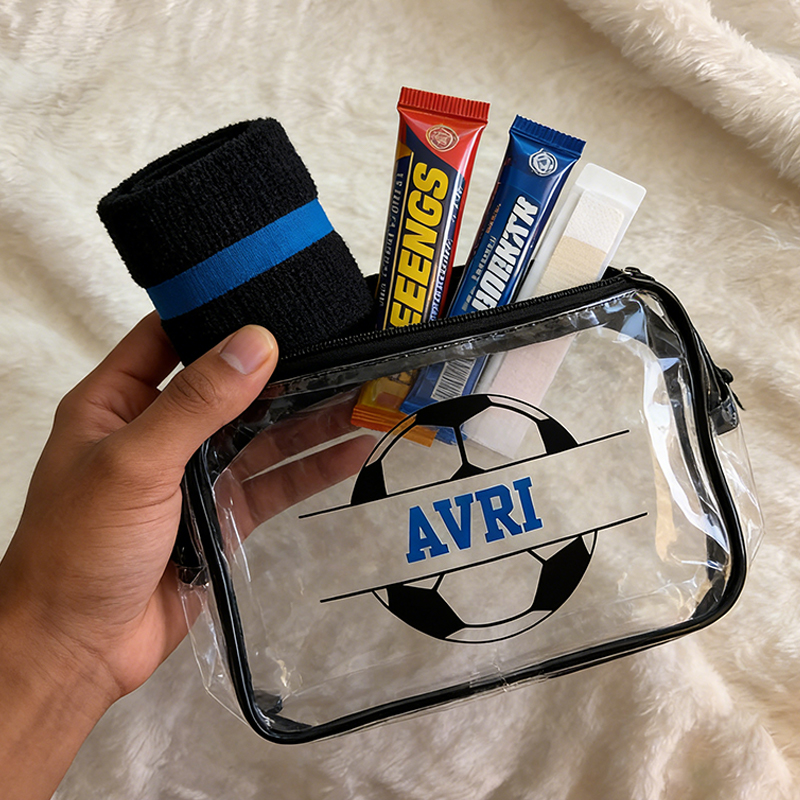 Personalized Soccer Clear Snack Bag with Custom Name for Team Members, Training and Travel