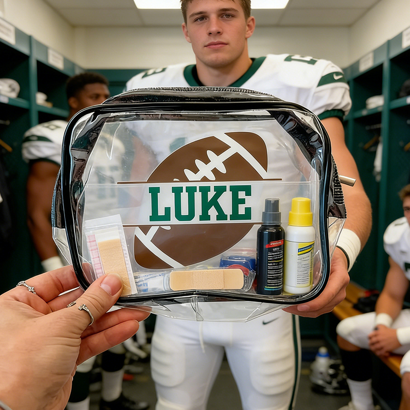 Personalized Football Clear Snack Bag with Custom Name for Game Day and Practice