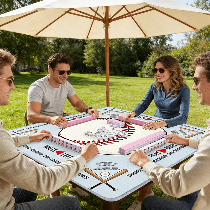 Personalized Baseball Lover's Mahjong Table Mat for Home and Team Clubhouse Play
